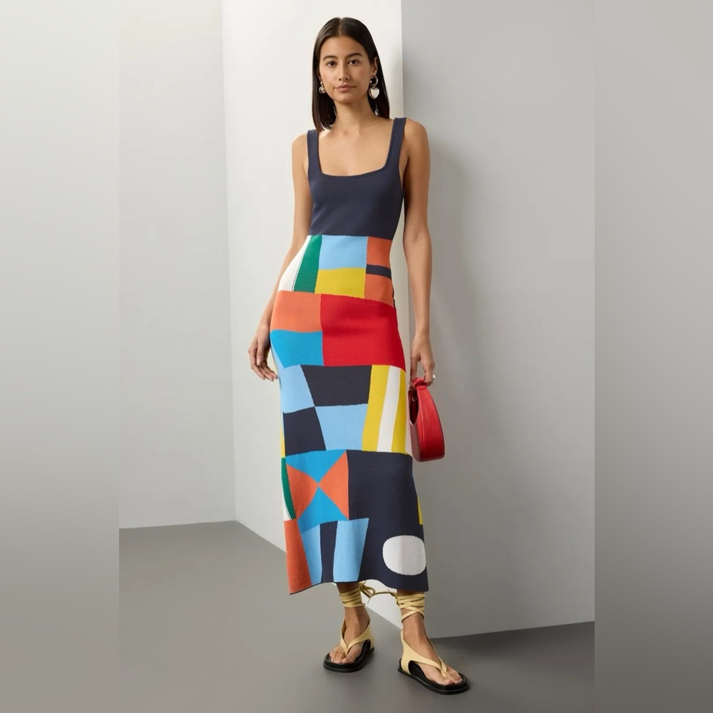 STAUD Katie Red and Blue Sleeveless Sundress XS NWT